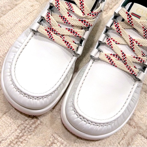 NIB Authentic Gucci Calfskin Leather Sneakers White 38 - Picture 3 of 10